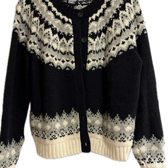 Land's End Women's Cozy Lofty Fair Isle Cardigan Sweater, L - Picture 3 of 12